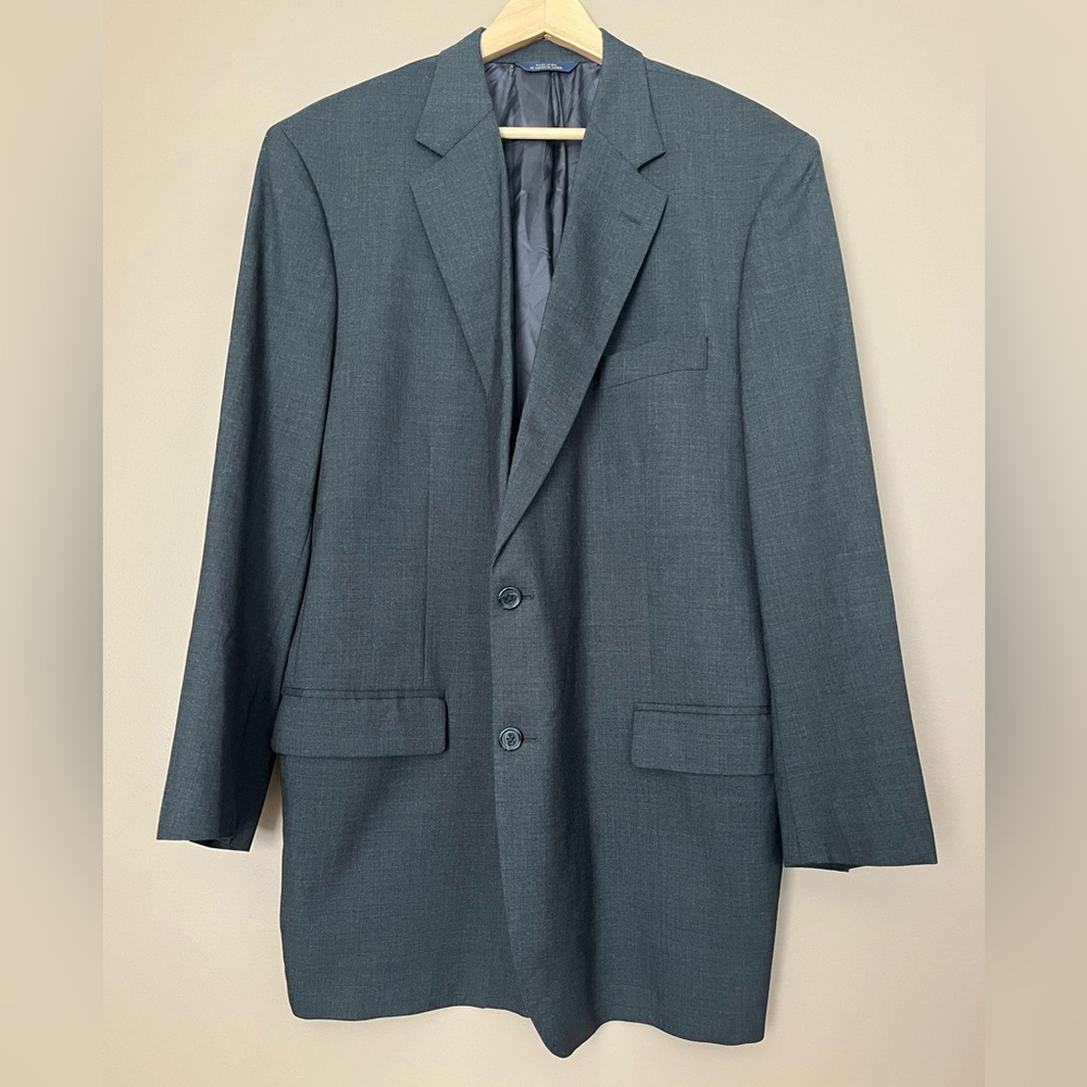 {Brooks Brothers} Wool Two Button Sport Coat in Charcoal - Mens 50L